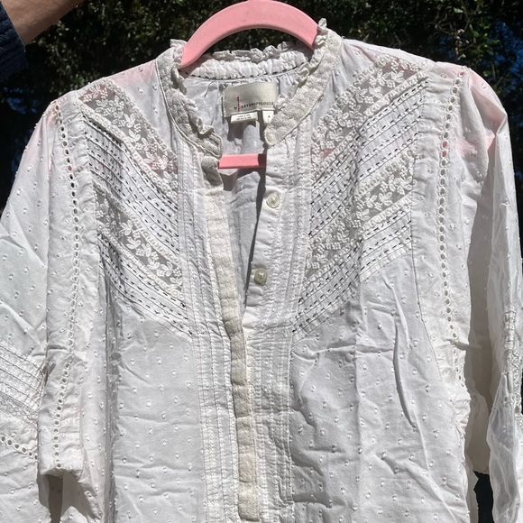 Anthropologie White Swiss Dot Boho Babydoll Dress | Size Small - Picture 9 of 14